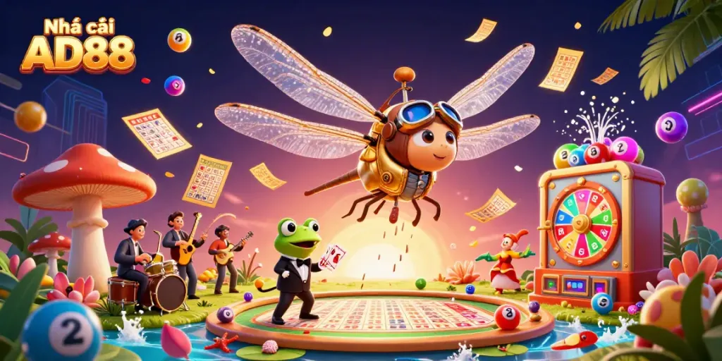 Experience thrilling action at Nhà cái AD88 with vibrant casino elements and lively characters.